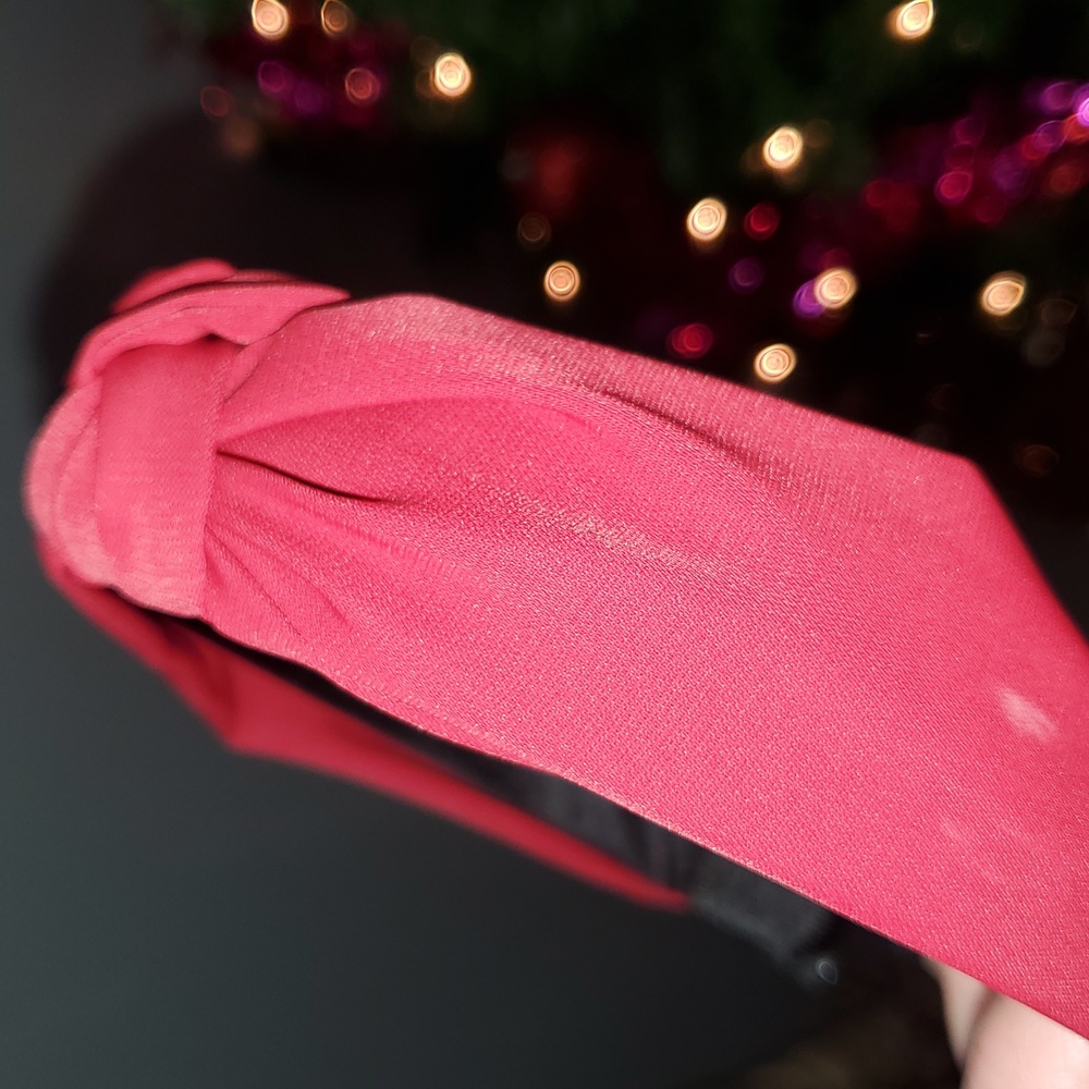 New handmade boutique top knot flexible wide headband red - Picture 4 of 5